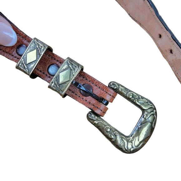 Celebration Dallas Texas Genuine Python Snake Western Leather Belt Size 32 USA